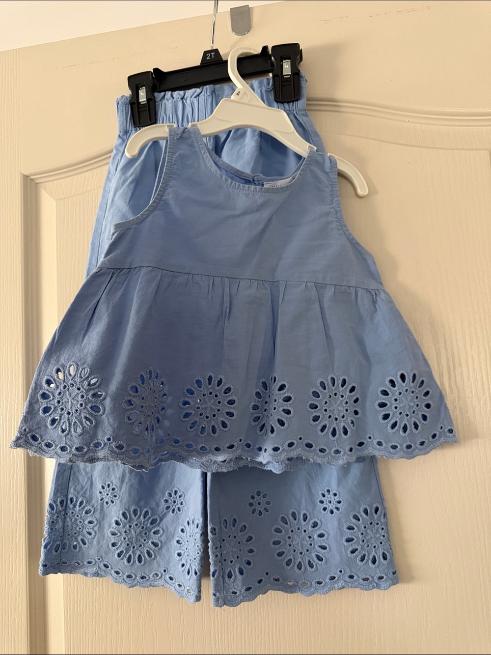 Zara Light Blue Eyelet Cotton Girls' Matching Set